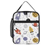 Insulated Lunch Box Draw Space Planet Small Lunch Bag Rocket Stars Thermal Reusable Work Lunch Cooler for Men Women Office