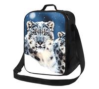 Insulated Lunch Box for Men Women Reusable Lunch Bag Blue Eyed Snow Leopard Cooler Tote Bags for Work Picnic