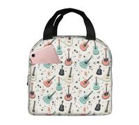 Insulated Lunch Box for Women Men - Colorful Music Guitar Print Small Lunch Bag Women, Adult Cooler Tote Box Bag Insulated for Work Gym Travel with 8x5 Inch Front Pocket