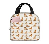 Insulated Lunch Box for Women Men - Cool Golden Retriever Print Small Lunch Bag Women, Adult Cooler Tote Box Bag Insulated for Work Gym Travel with 8x5 Inch Front Pocket