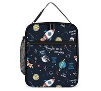 Insulated Lunch Box Graffiti Space Small Lunch Cooler Bag Rocket Planet Star Reusable Thermal Meal Container Tote for Work Travel Picnic