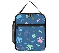 Insulated Lunch Box Kawaii Pet Paws Small Lunch Bag Colorful Dots Bone Thermal Reusable Work Lunch Cooler for Men Women Office
