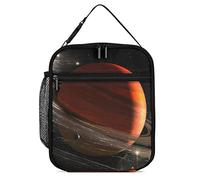 Insulated Lunch Box Saturn Planet Reusable Portable Lunch Bag with Side Pocket, Outer Space Galaxy Small Thermal Meal Cooler Bag Tote for Work Office