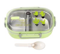 Insulated Lunch Box Thermal Lunch Box Thermal Lunch Box 8.3x5.9x2.4in 650ml Safety Hot Food Lunch Box 2 Compartments Stainless Steel Lunch Box for Kids Leak-Proof Insulated Lunch Box with Spoon
