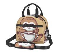 Insulated Lunch Box Yoga Sloth Coffee Lunch Bag for Women Men Cooler Bag Lunch Tote Bag for Picnic Work