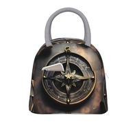 Insulated Lunch Cooler Bag for Women Men - Light Grey Magical Design Norse Runes Compass Print Lunch Tote with Front Pocket, for Work Picnic