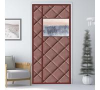 Insulated Magnetic Door Curtain Soundproof Oxford Cloth Thick Cotton Strong Magnets for Energy Efficiency & Home Comfort Brown 47"x87" (W120*H220)