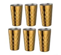 Insulated Mug 330 ml Double-Walled Hot Cold Pack of 6 (Gold) | Dishwasher safe, easy to clean, stainless steel material, silver gold black colours, suitable for household use