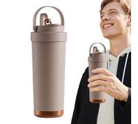 Insulated Mug with Straw - Ceramic Coated Bottle, Travel Tumbler | 750ml Cold Drink Cup Leaking Lid for Outdoor Hiking, Hospital re