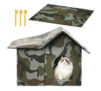 Insulated Outdoor Cat House | Warm Cat Shelter with Cushion | Pet Shelter Against the Cold, for Beach, Apartment, Travel, Hiking, Outdoor, Garden, Patio, Camping