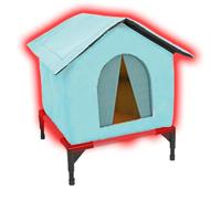 Insulated Outdoor Cat House Waterproof for Winter - Thermal Double-Layer Shelter with Elevated Base, Sponge-Padded & Fleece-Lined Haven for Stray and Feral Cats (Blue,Size M)