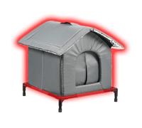 Insulated Outdoor Cat House Waterproof for Winter - Thermal Double-Layer Shelter with Elevated Base, Sponge-Padded & Fleece-Lined Haven for Stray and Feral Cats (Grey,Size S)