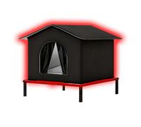 Insulated Outdoor Cat House Waterproof for Winter - Thermal Double-Layer Shelter with Elevated Base, Sponge-Padded & Fleece-Lined Haven for Stray and Feral Cats (Black,Size M)