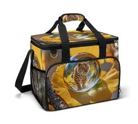 Insulated Picnic Backpack Tote Bag, Large Capacity 30L Crystal Tiger Cooler Bag Leakproof Beach Bags Portable Lunch Box Waterproof Picnic Basket for Beach Camping BBQ