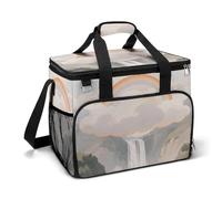 Insulated Picnic Backpack Tote Bag, Large Capacity 30L Pastel Cloud with Rainbow Sky Cooler Bag Leakproof Beach Bags Portable Lunch Box Waterproof Picnic Basket for Beach Camping BBQ