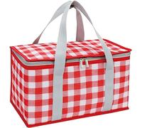 Insulated Picnic Bag, Soft Cool Bag, Reusable, Beach Bag, Cooler Bags, Outdoor Large Capacity Bento Tote, Leak-Proof Foldable Cooler Bag, Zip Top for Camping BBQ Shopping Fishing Family (Red)