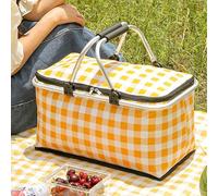 Insulated Picnic Basket - Large Capacity Folding Basket for Beach, Camping, and Market - Versatile Storage Solution for Road Trips and Outdoor Activities