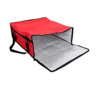 Insulated Pizza Bag, Red Non-woven Food Takeout Carrier with Handles | Flat Base, Double Zippers, Retains Temperature Longer, Helps Protect Meals from Rain during Travel or Potluck Gatherings