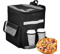 Insulated Pizza Delivery Bag Waterproof Insulated Pizza Bags 4 Cup Pockets | Backpack Extra Large Pizza Delivery Backpack, Reflective Strip, 4 Drink Cup Holders, Camping, Beach, Picnic, Home, Scho