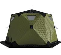 Insulated Pop-Up Ice Fishing Shelter for 6-10 Adults, Large Hexagon Ice Hut with 420D Layer, Easy Setup Fishing Tent