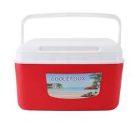 Insulated Portable Cooler 8L Large Capacity Efficient Warm Cold Retention Hard Cooler Box for Camping Picnic Beach Outdoor Activities Durable Plastic Material (Red)