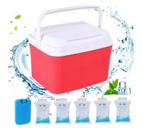 Insulated Portable Cooler,Compact Ice Coolers,Hard Cooler with Heavy Duty Handle,5qt Mini Cooler Lunch Box for Camping, Fishing, Hunting, BBQs & Outdoor Activities - Red