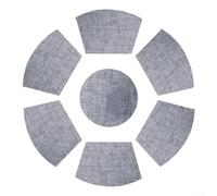 Insulated PVC Wedge Placemats 7 Pcs Set for Round Tables in Kitchen or Office Spaces, Non Slip Design (Grey)