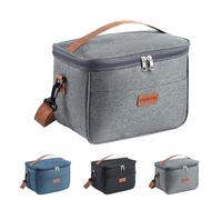 Insulated Reusable Lunch Bag Adult Large Lunch Box with Adjustable Shoulder Strap, Portable Soft Bag with Handle Freezable Snack Box Handbags for Office, Picnic, Outdoor Cooler Food (grey, S)