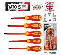 VDE 1000V Insulated Screwdriver Set Slotted Phillips Drivers YATO YT-2827