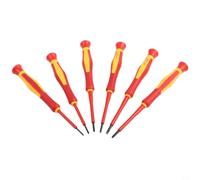 Insulated Screwdriver Set 1000V VD Electrician Hand Tools with Alloy Steel Bits for High Voltage Safety Repair Work, 6-Piece Kit in Storage Case