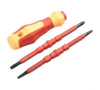 Insulated Screwdriver Set 3PCS VDE Safety Tools for Electricians - Chrome Vanadium Steel Bits PH1 PH2 Slotted 5.0 6.0-15.8cm Length