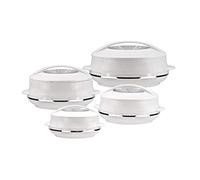 Insulated Serving Dishes with Lids - Small 4 Piece Olympic Thermal Hot Food Containers Set 0.8, 1.2, 1.6 and 2.5Liters, White