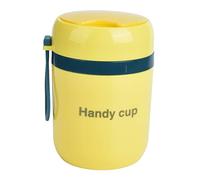 Insulated Soup Containers for Kids, 17oz Food Thermos Lunch Containers with Foldable Spoon, Wide Mouth Stainless Steel Vacuum Lunch Box, for Hot/Cold Food Travel Camping(Fashion yellow and blue)