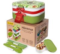 Insulated Stackable Bento Box for Adults with Reusable Chopsticks Japanese Lunch Box Microwavable & Leak Proof Lunch Containers for Men & Women Modern Cute Food Container with Compartments (Green)