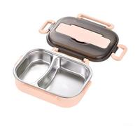 Insulated Stainless Steel Lunchbox 1L with Fork and Spoon, Two-Separate Compartments for Meal Variety, Spillproof Lid Lightweight for Daily Use (Pink)