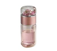 Insulated Teas Infuser Cup with Leakproof Lid Double Wall Borosilicate Glass Bottle for Leaf Brewing Glass Mug Gift