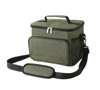 Insulated Thermal Carrier Bag Oxford Cloth Tote with Zippered Main Compartment Front Pocket Side Mesh Pocket Detachable Adjustable Shoulder Strap Suitable for Lunch Picnic Camping Travel, Green
