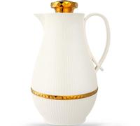 Insulated Thermal Coffee Carafe, 33 oz, Luxury Arabic-Style Insulated Thermos Flask,Coffee Tea Pot,with Spout and Glass Liner for Hot Cold Water,Housewarming Ornaments (White)