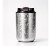 Insulated Titanium Travel Mug 330ml Double Walled(Silver) | 99.9% pure titanium, odorless material, preserves drink flavor, leak- for proof flip lid, office friendly