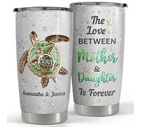 Insulated Travel Cup Eco-Friendly Thermal Coffee Cups Reusable Insulated Travel Mug for Mom Valentine's Day Christmas 590 Ml Personalized Sea Turtle Tumbler Jewelry Mom and Daughter