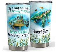 Insulated Travel Cup with Straw and Lid Skinny Tumbler Reusable Thermo Cups for Birthday Mom Christmas 590 Ml Personalized Grumpy Turtle Tumbler Animal Funny