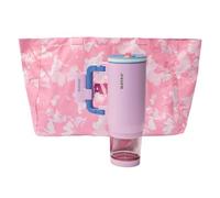 Insulated Tumbler with Foldable Handle & Detachable Snack Box - 23oz Stainless Steel Travel Mug with Straw Lid,Leak-Proof Design for Travel,Gym.Bonus for mom tote bag and lipstick holder as gifts