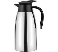 Insulated Vacuum Jug 2 Litre Stainless Steel Double Walled Vacuum Coffee Pot Insulated Coffee Tea Carafe, Hot & Cold Drinks Dispenser, Drip-Free (Silver)