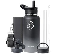 Insulated Water Bottle 1L, BUZIO Stainless Steel Water Bottle with Straw Vacuum Carrying Pouch Double Wall Sweat-Proof Bpa Free Travel Thermo to Keep Beverages Cold for 48 Hrs Or Hot for 24 Hrs