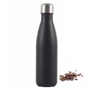 Insulated Water Bottle, 500ml Stainless Steel Thermal Flask, Vacuum Insulated Flask for Hot & Cold Drinks, Leak-Proof Thermal Metal Drinking Water Bottles for Kids, Gym, Sports, Travel (Black)