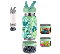 Insulated Water Bottle with Compartment (300+115ml) -Stainless Steel Water Bottle with Straw & Handle - Ideal for Sports,Gym, School,Outdoor,Travel- Hot & Cold Drinks - BPA Free - flask water bottle T