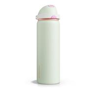Insulated Water Bottle with Straw - Encool Stainless Steel Water Bottle with Push Button Lid, Leak-Proof & BPA-Free, Keeps Cold for 24 Hours for Sports, Travel, Gym (32 oz, Geyser Green)
