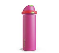 Insulated Water Bottle with Straw - Encool Stainless Steel Water Bottle with Push Button Lid, Leak-Proof & BPA-Free, Keeps Cold for 24 Hours for Sports, Travel, Gym (24 oz, Cerise Pink)