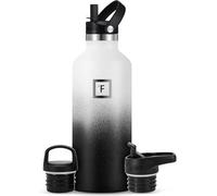 Insulated Water Bottle with Straw Lid Narrow - 950ml (3 Lids) - Cold 24hrs & Hot 12hrs Drinks - Double-Walled Stainless Steel Metal Leakproof Travel Sports Gym Camping & Hiking Hydration Flask
