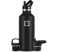Insulated Water Bottle with Straw Lid Narrow - 950ml (3 Lids) - Cold 24hrs & Hot 12hrs Drinks - Double-Walled Stainless Steel Metal Leakproof Travel Sports Gym Camping & Hiking Hydration Flask